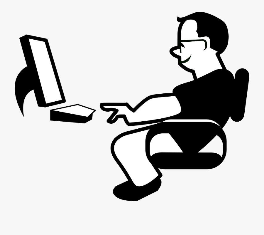 Library Sit Back And Relax Clipart - People Using Computer Drawing, Transparent Clipart