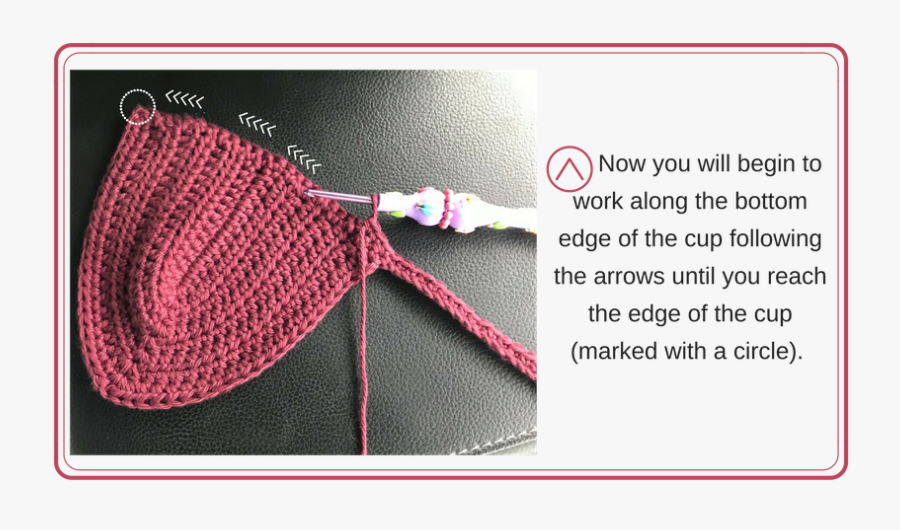 Transparent Crochet Yarn Clipart - Crochet A Bra Cup Step, Transparent Clipart