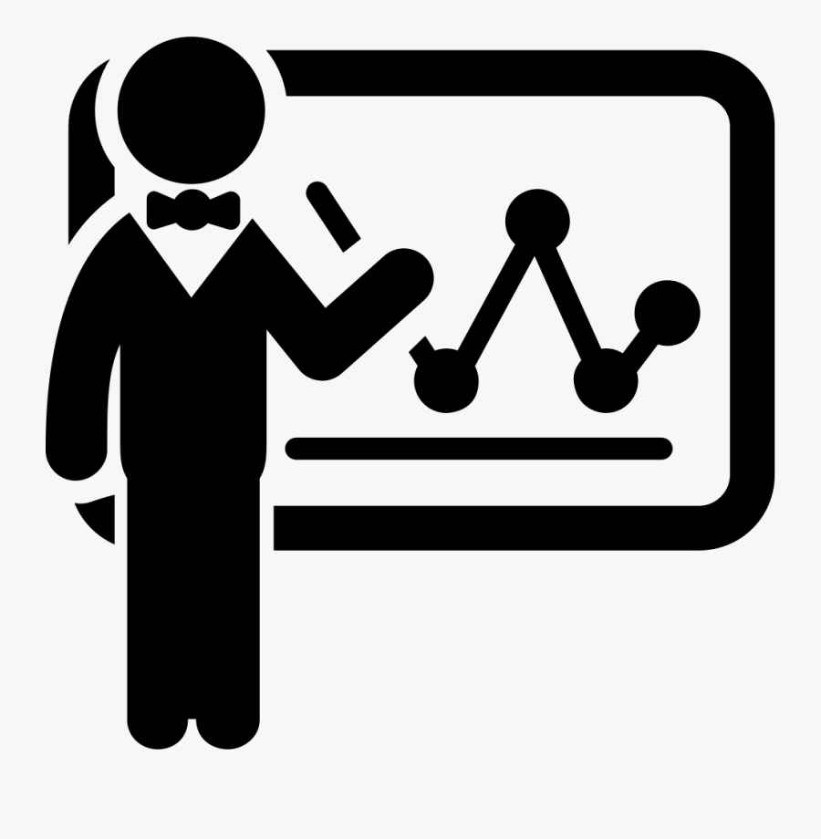 Businessman With Statistics On Whiteboard - Whiteboard Png Icon, Transparent Clipart