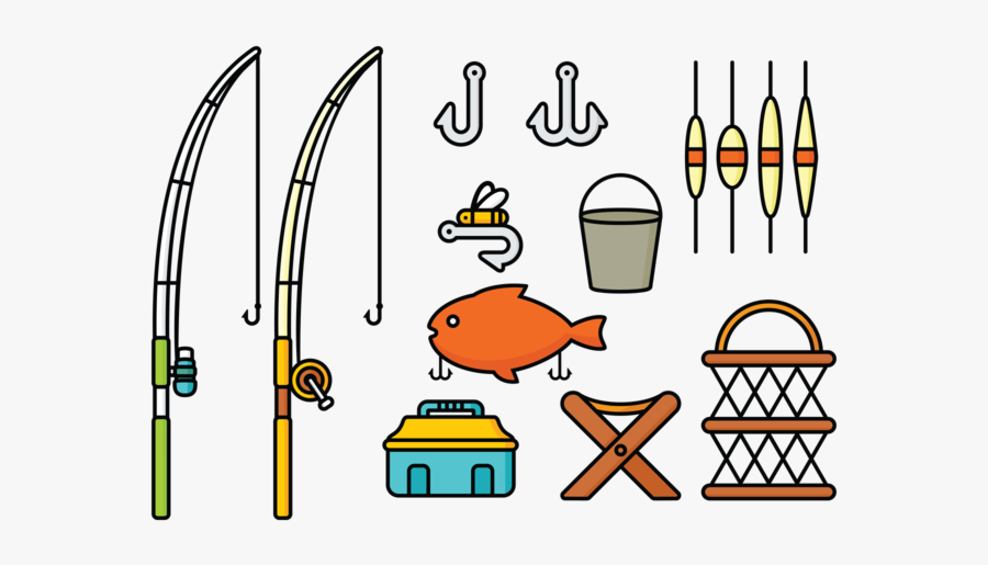 Clipart Of Pond With Fish - Clipart Of A Fisherman Tools, Transparent Clipart