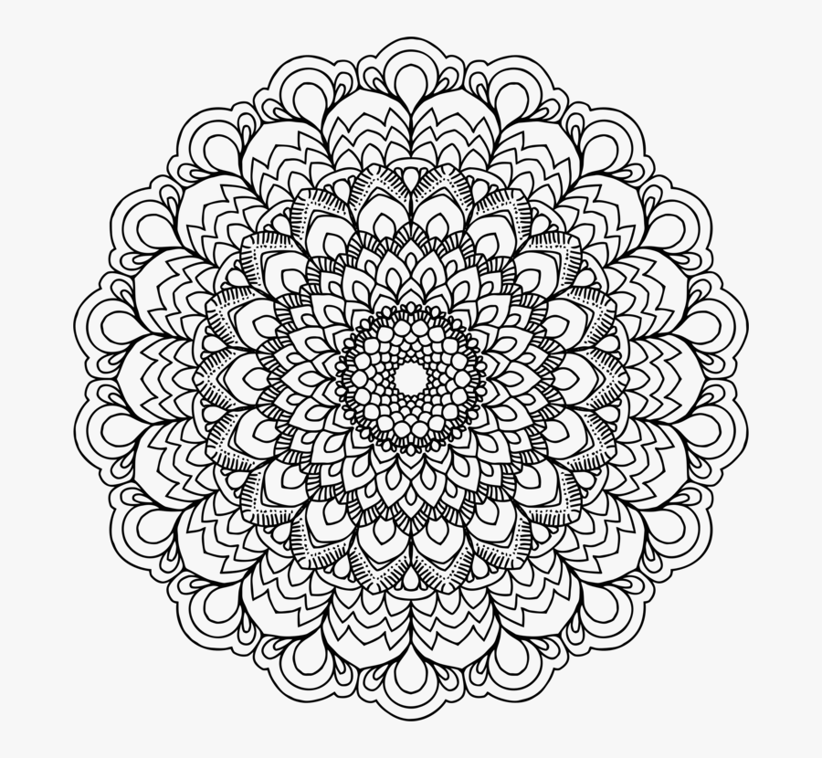 Line Art,flower,symmetry - Transparent Black Mandala Png, Transparent Clipart