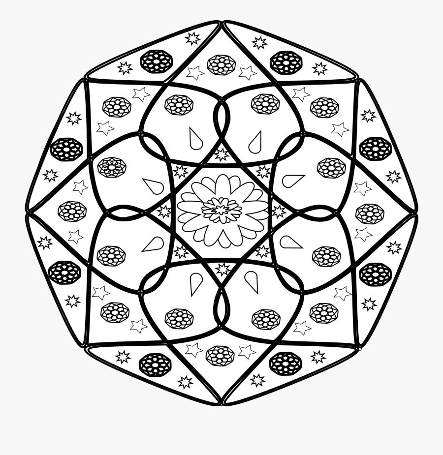 Mandala Black White Line Art Flag 999px - Mandalas Para Niños Pintadas, Transparent Clipart