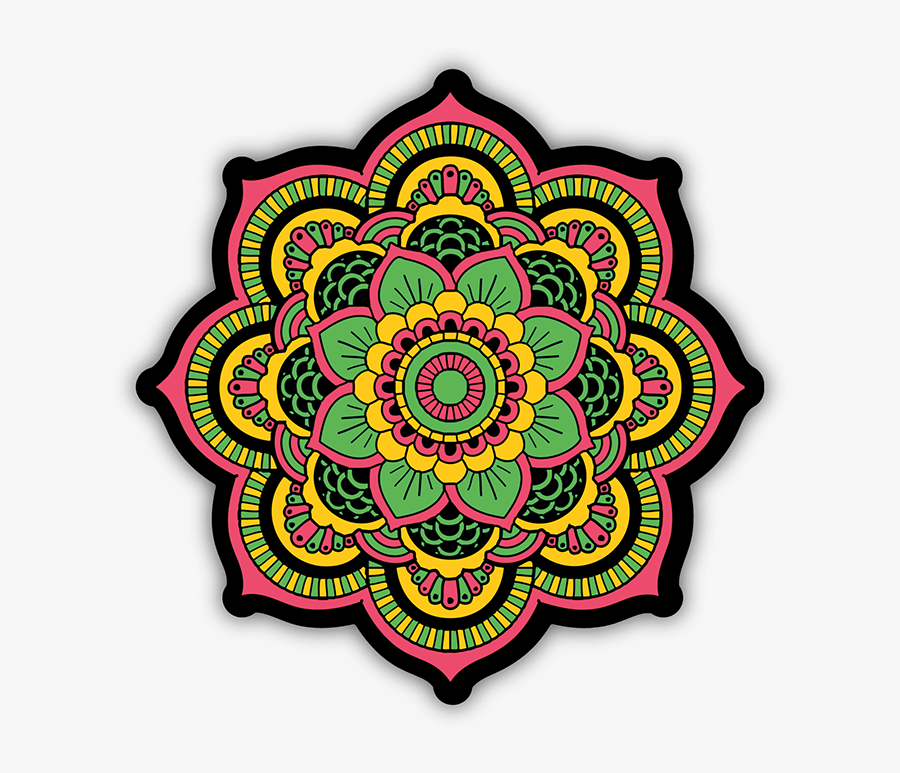 Sacred Geometry Mandala V3 Bumper Stickers - Drawings Of Henna Flowers