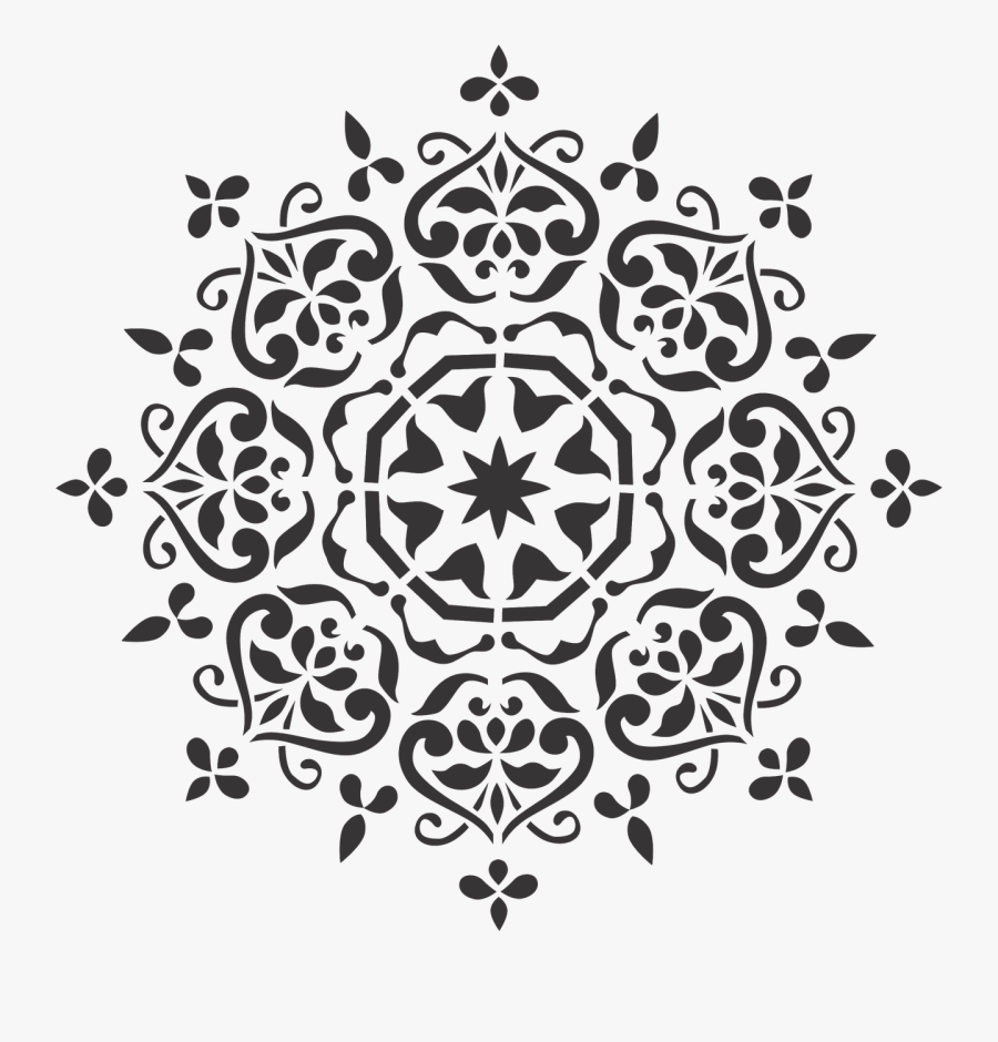 Simple Mandala Png - Black And White Stencil Designs, Transparent Clipart