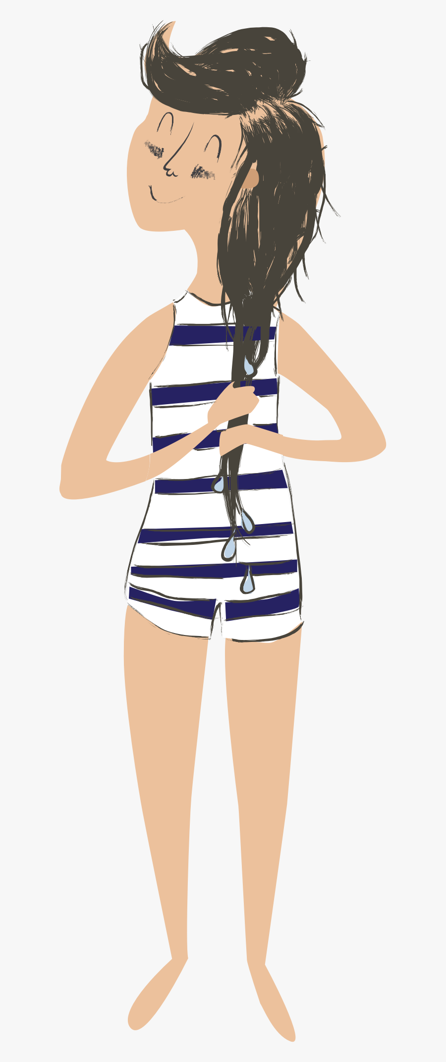 Shampooing And Conditioning Hair - Girl In Bathing Suit Clipart, Transparent Clipart