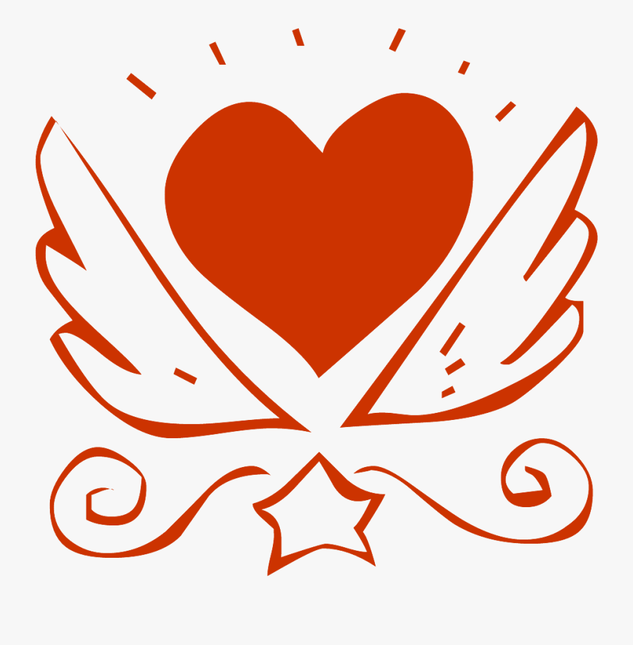 Fancy Valentine Heart Illustration - Heart With Wings, Transparent Clipart