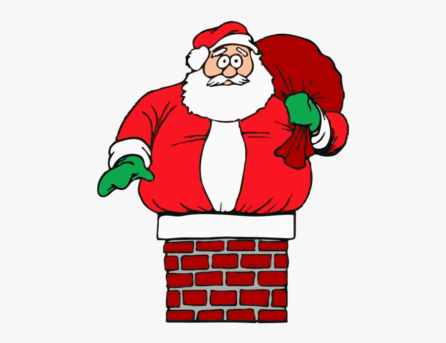 Father Christmas Stuck In Chimney Clipart , Png Download - Fat Santa Claus Cartoon, Transparent Clipart