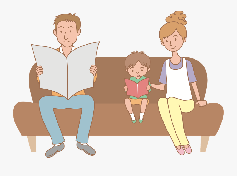 Family Sitting On Sofa Clipart, Transparent Clipart
