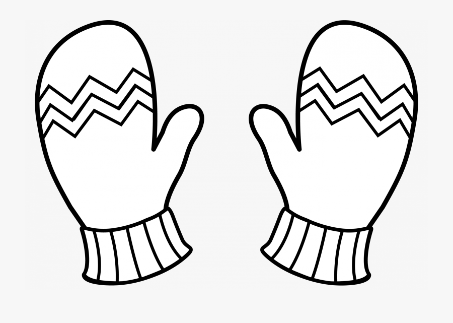 Mittens Clipart Template Transparent Free Mittene Picture - Winter Clothes Clipart Black And White, Transparent Clipart
