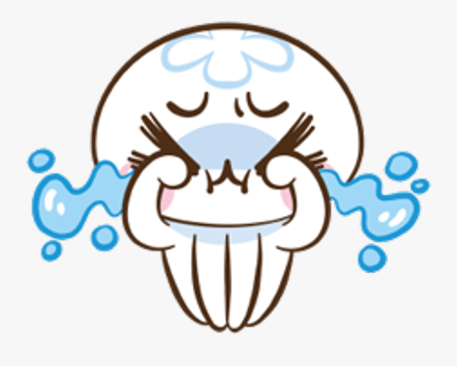#jellyfish #crying Clipart , Png Download - Clara The Jellyfish Line Sticker, Transparent Clipart