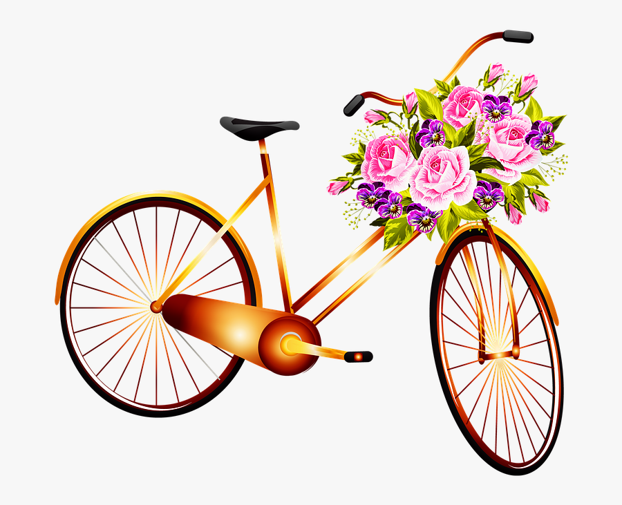 #freetoedit #bicicleta #rueda#flores - Basket Bike With Flowers, Transparent Clipart