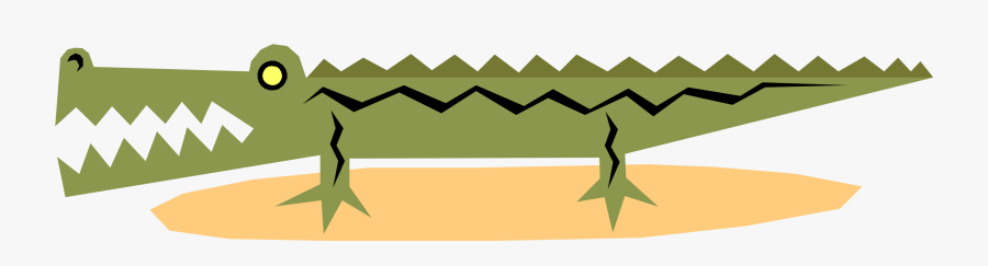 Vector Illustration Of Alligator Tropical Aquatic Reptile, Transparent Clipart
