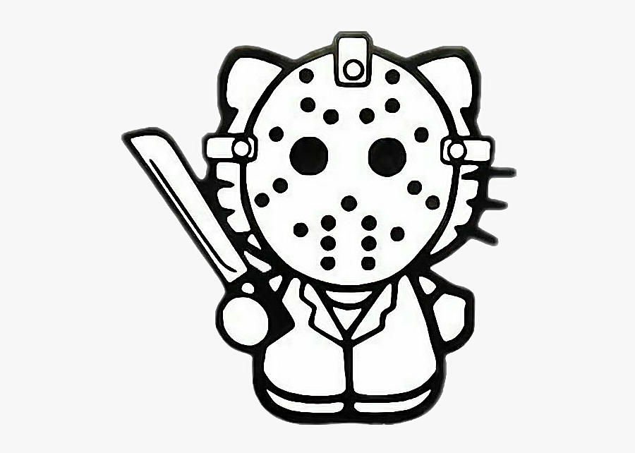 Hk Hellokitty Scarykitty Halloween Spooky Kidcore Goth - Friday 13th Mask Drawing, Transparent Clipart