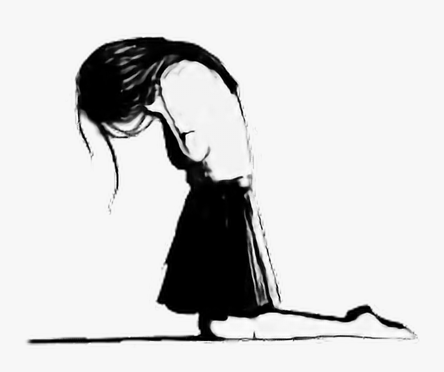 #crying #lonlieness #lonley #sad #hopeless #darkness - Girl Crying On Knees Png, Transparent Clipart