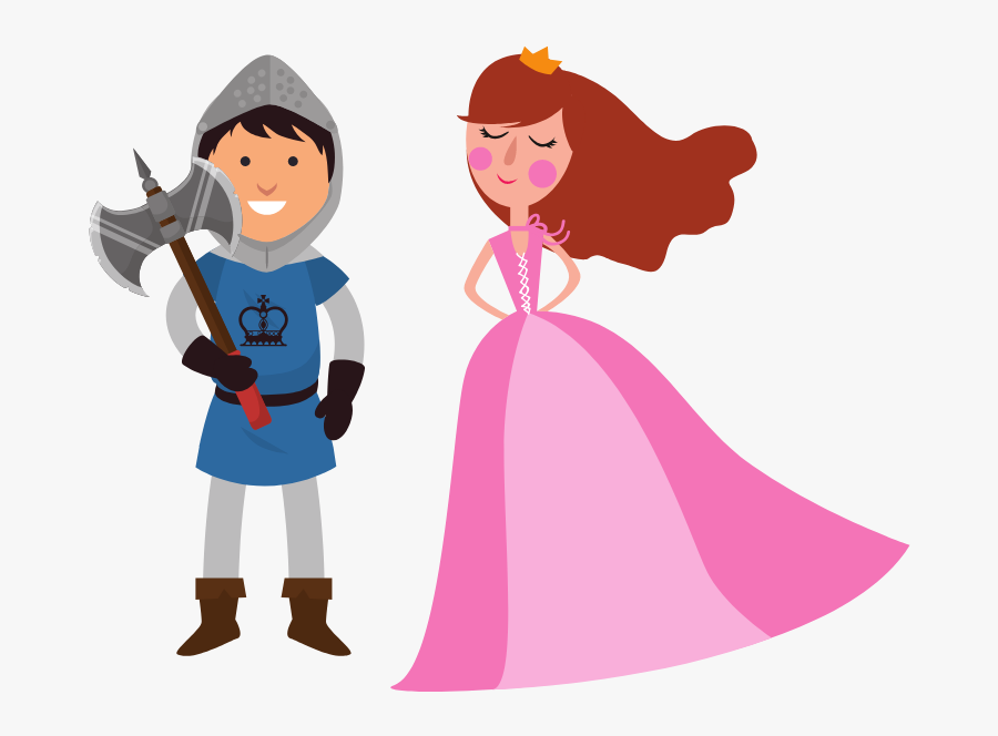 A Knight Standing Next To A Princess - Man Warrior Cartoon, Transparent Clipart