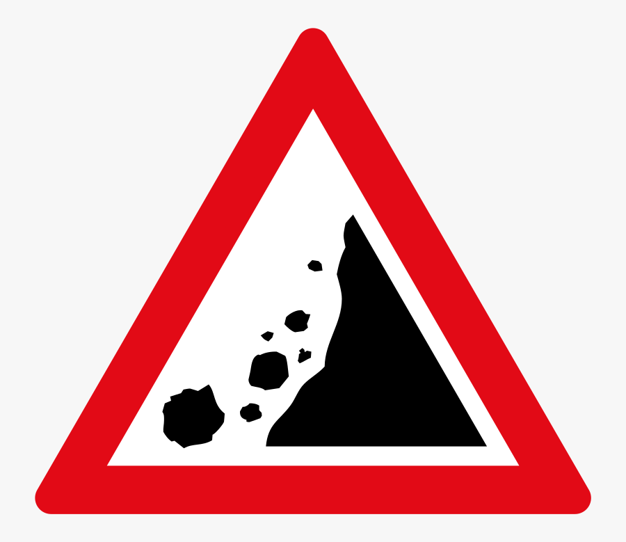 Transparent Falling Rocks Clipart - Falling Rocks Ahead Sign, Transparent Clipart