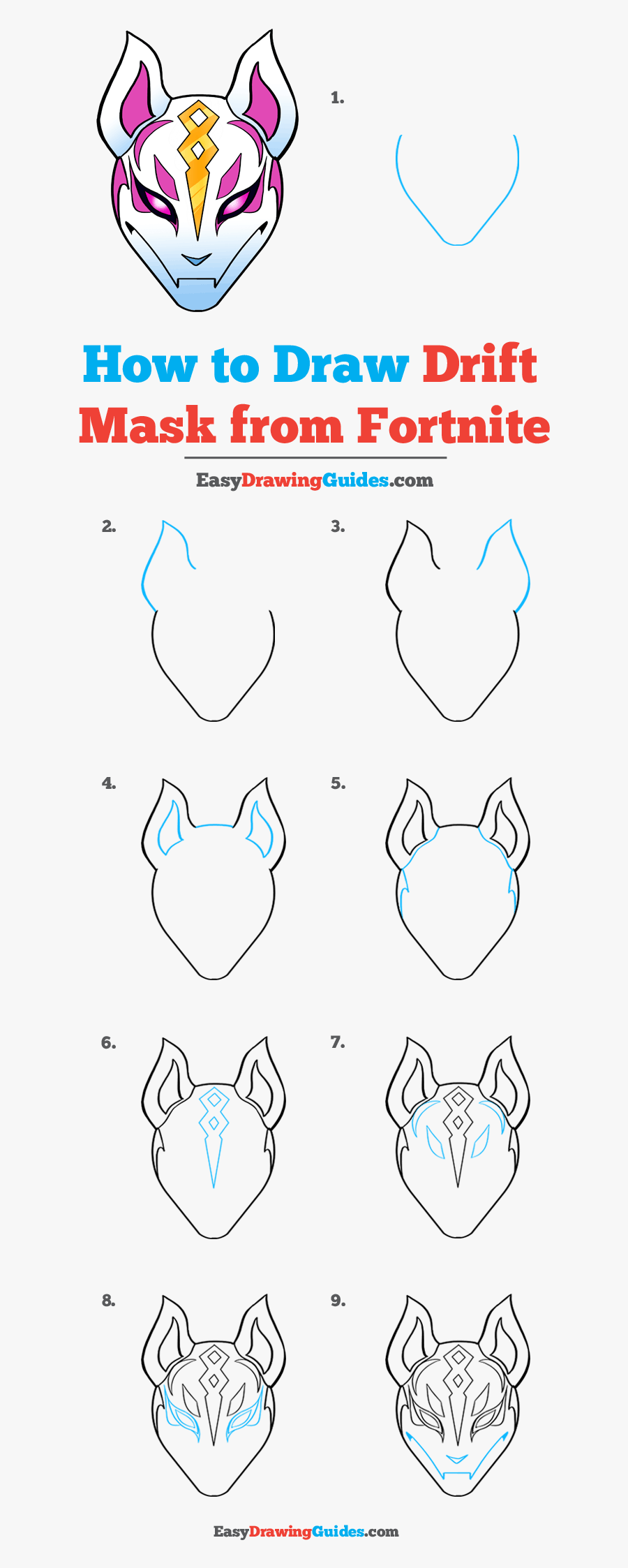 How To Draw Drift Mask From Fortnite - Step By Step Fortnite Drawing, Transparent Clipart