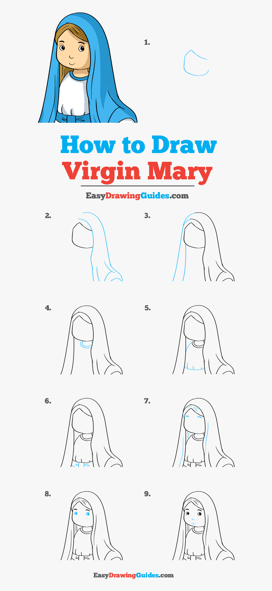 How To Draw Virgin Mary - Easy Drawings Of Mary Step By Step, Transparent Clipart