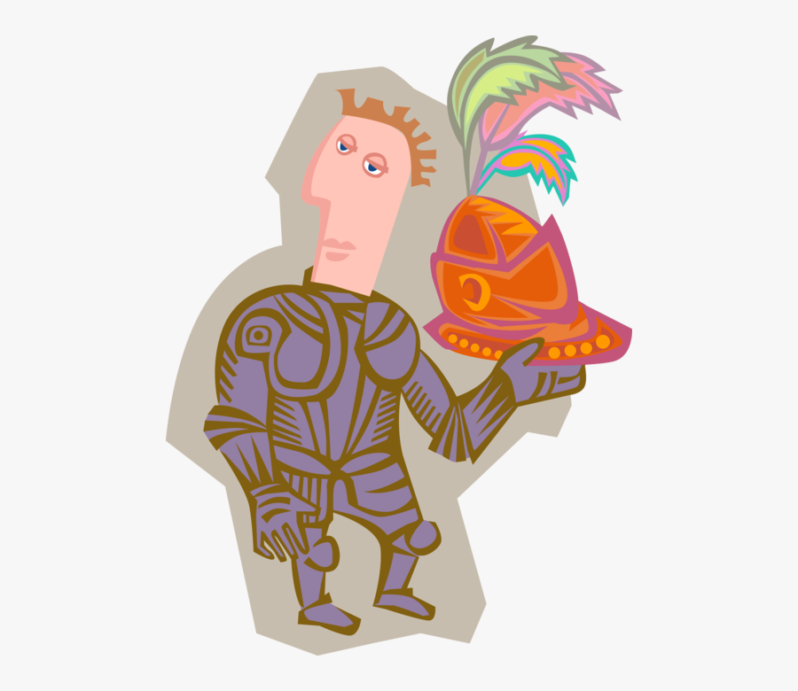 Vector Illustration Of Medieval Knight In Armor With - Illustration, Transparent Clipart