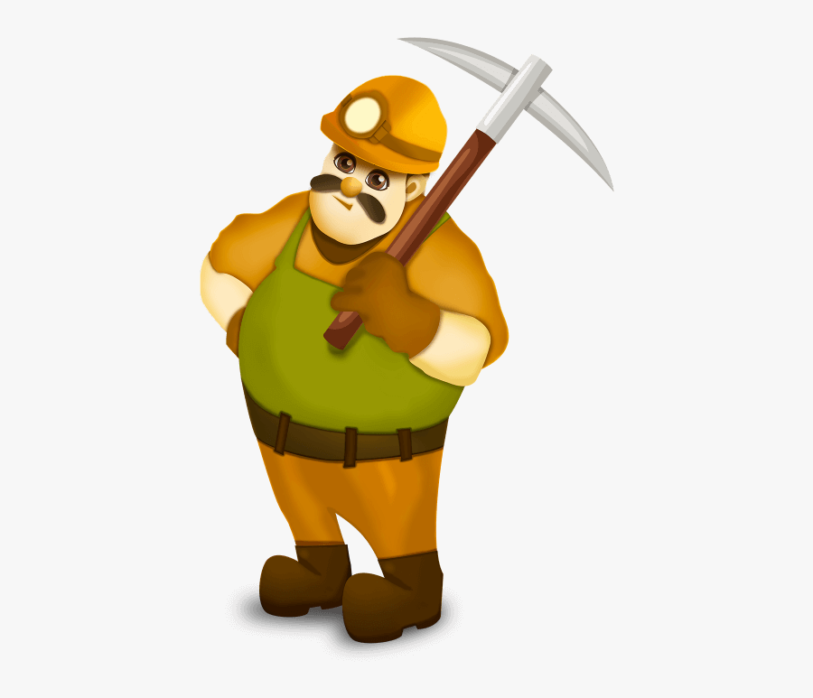 Animated Miner, Transparent Clipart