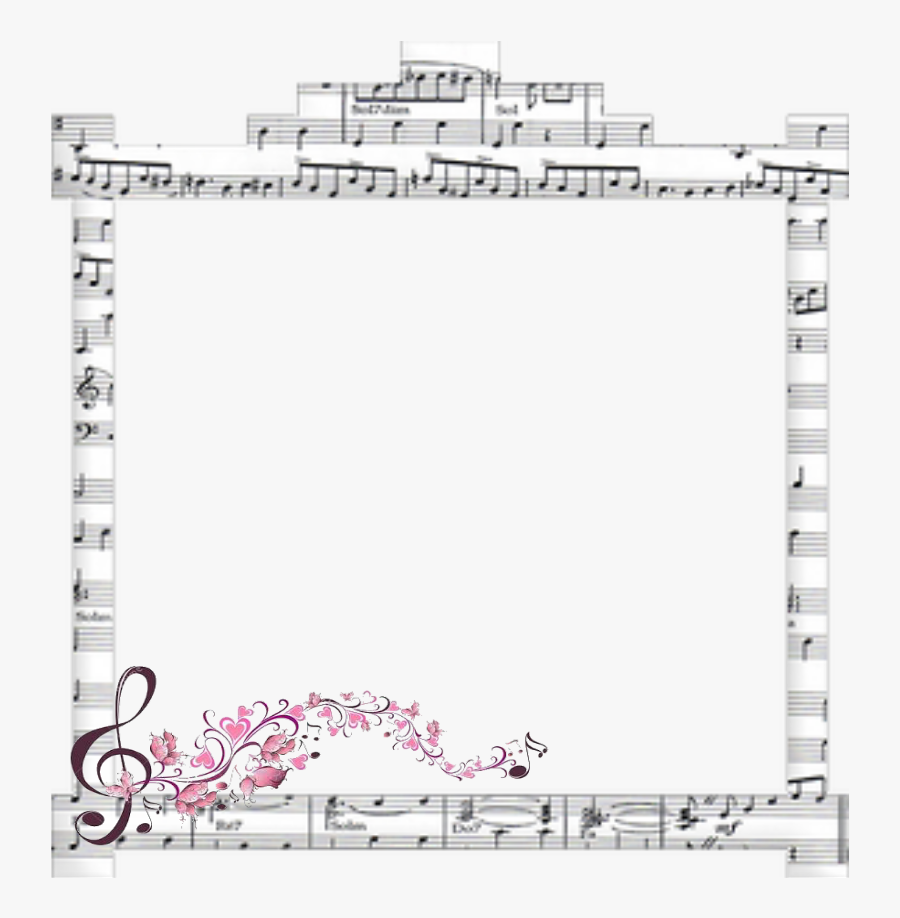 #mq #pink #notes #music #frame #frames #border #borders - Paper, Transparent Clipart