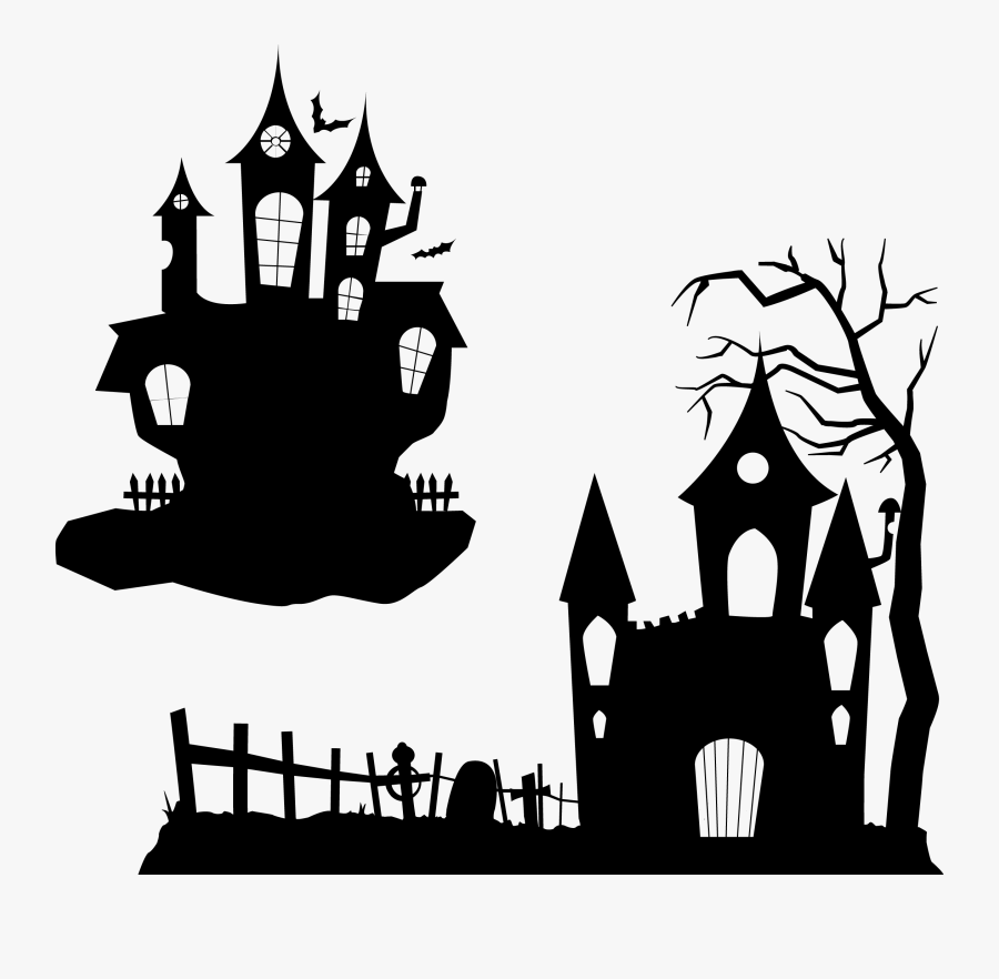 Halloween Costume Wedding Invitation Ghost Party - Haunted House Halloween Silhouette, Transparent Clipart