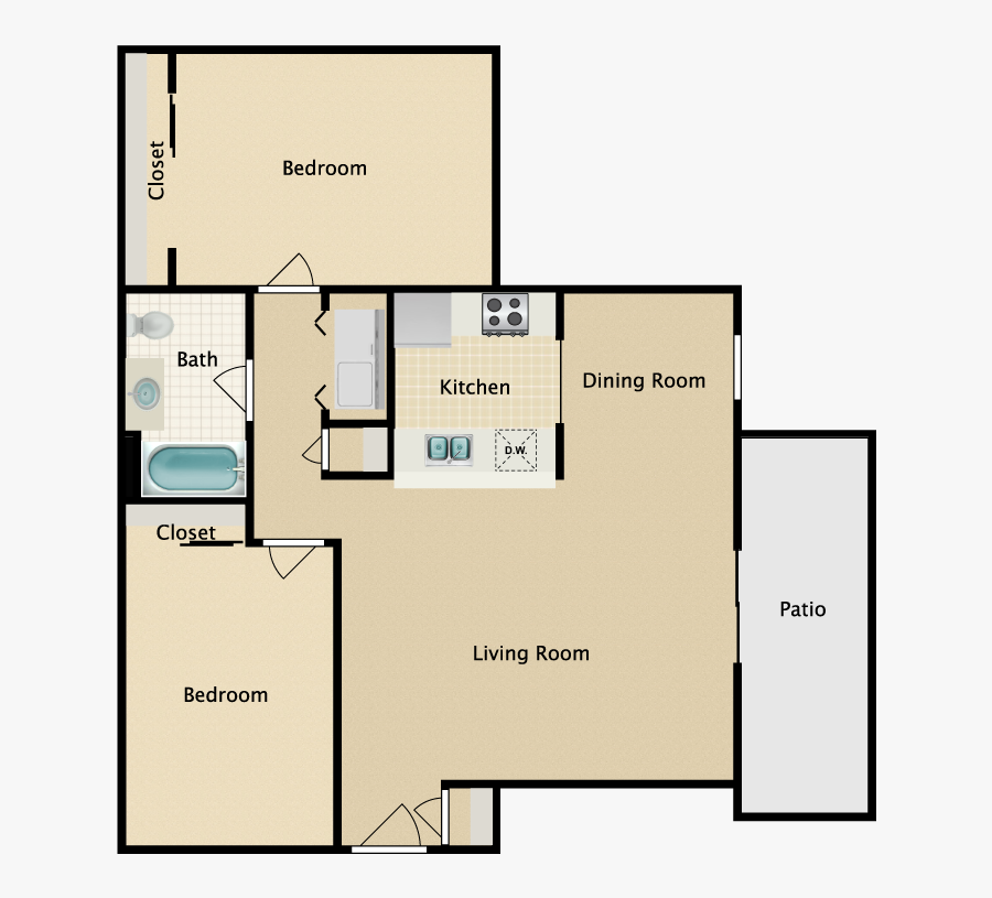 Furniture Clipart Floor Plan - Hyde Park Apartments Rexburg Floor Plans, Transparent Clipart