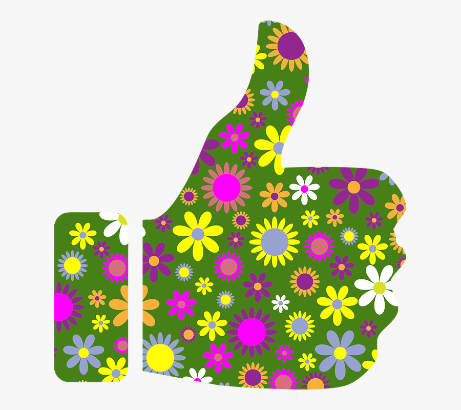 Thumbs Up With Flowers, Transparent Clipart