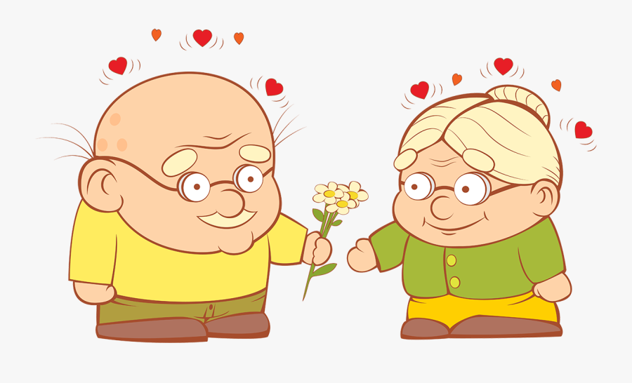 Old Couple In Love - Cute Old Couples Cartoon, Transparent Clipart