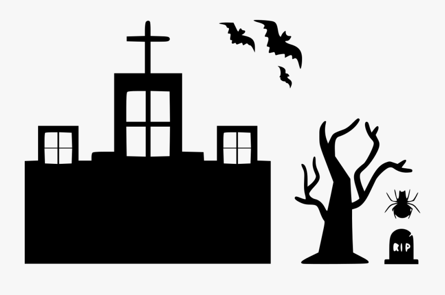 Halloween Haunted Home House Mansion Bats Tree Spider - Halloween Clipart Bats And Spiders, Transparent Clipart