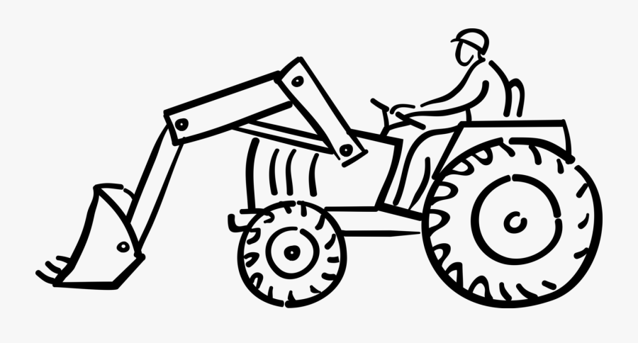 Tractor With Person Drawing, Transparent Clipart