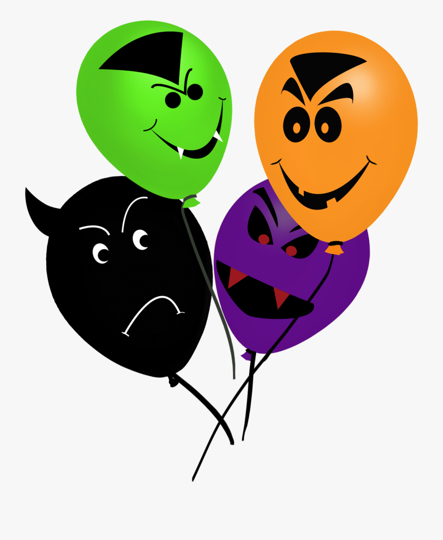 Bunch Of Balloons For Halloween - Smiley, Transparent Clipart