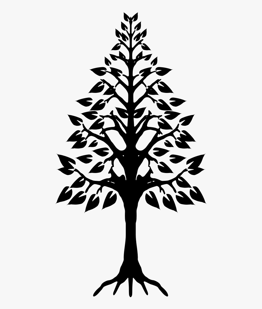 Tree Triangular Shape With Roots - Pine Tree Icon Roots , Free