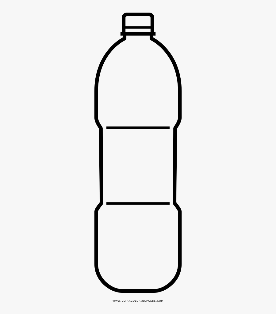 Water Bottle Coloring Page - Cartoon Plastic Water Bottle, Transparent Clipart