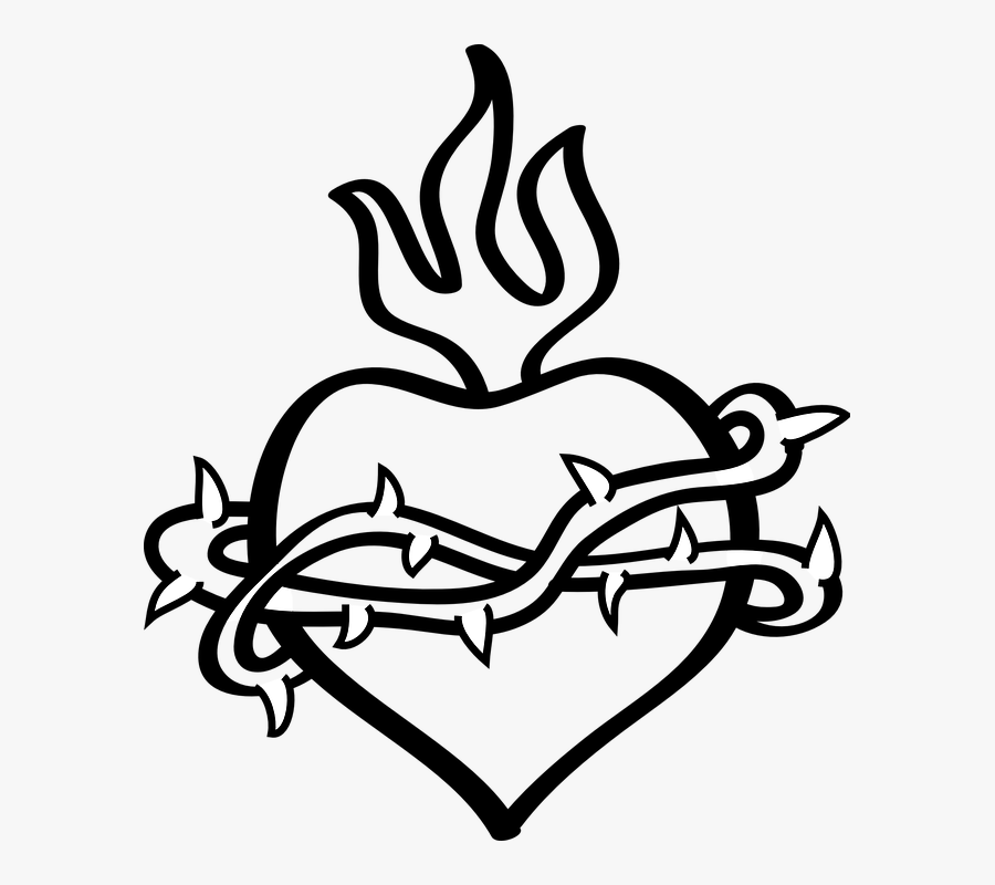 Sacred Heart Black And White , Free Transparent Clipart - ClipartKey