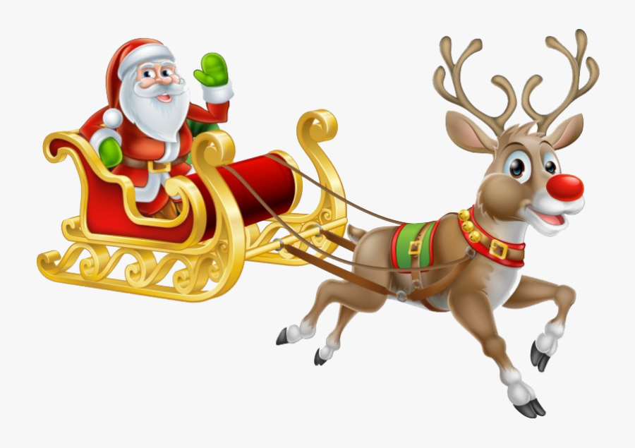 Rudolph Christmas Png Photo - Transparent Santa Claus And Reindeer, Transparent Clipart
