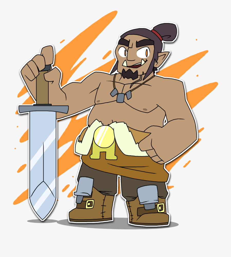 [art] I Commissioned Art Of My Half-orc Fighter Asher - Cartoon, Transparent Clipart