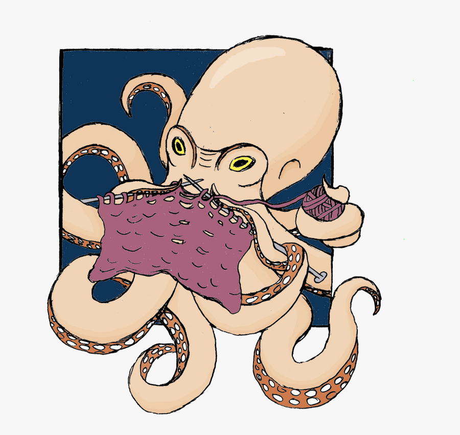 Drawing Of An Octopus Knitting - Cartoon, Transparent Clipart