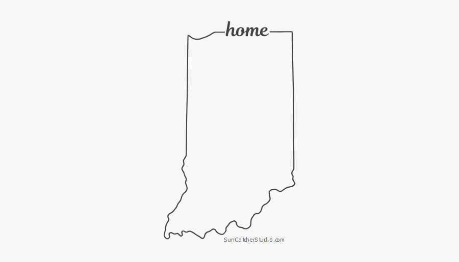 Free Indiana Outline With Home On Border, Cricut Or - Line Art, Transparent Clipart