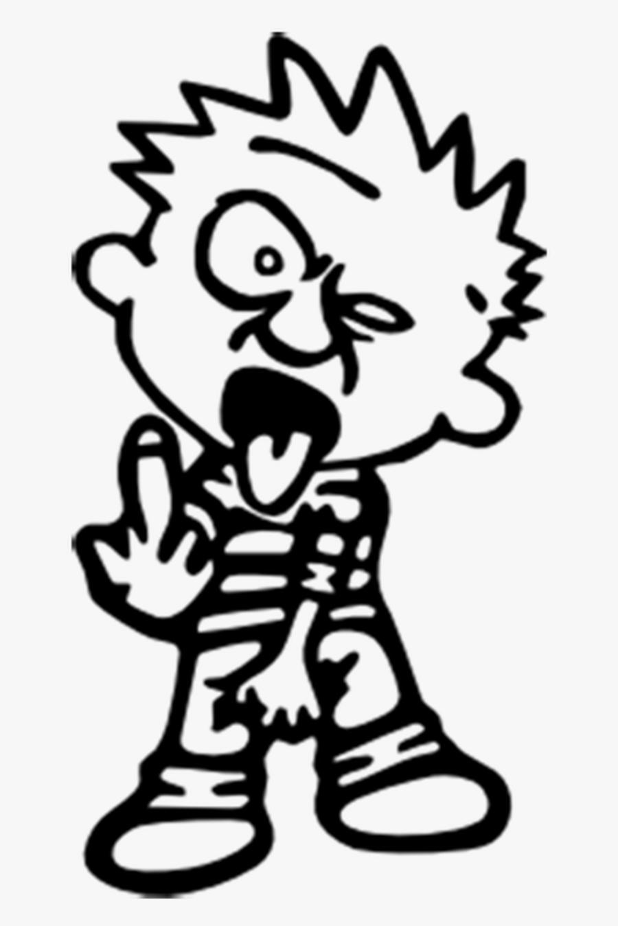 Calvin Flipping Off - Calvin Middle Finger Sticker, Transparent Clipart