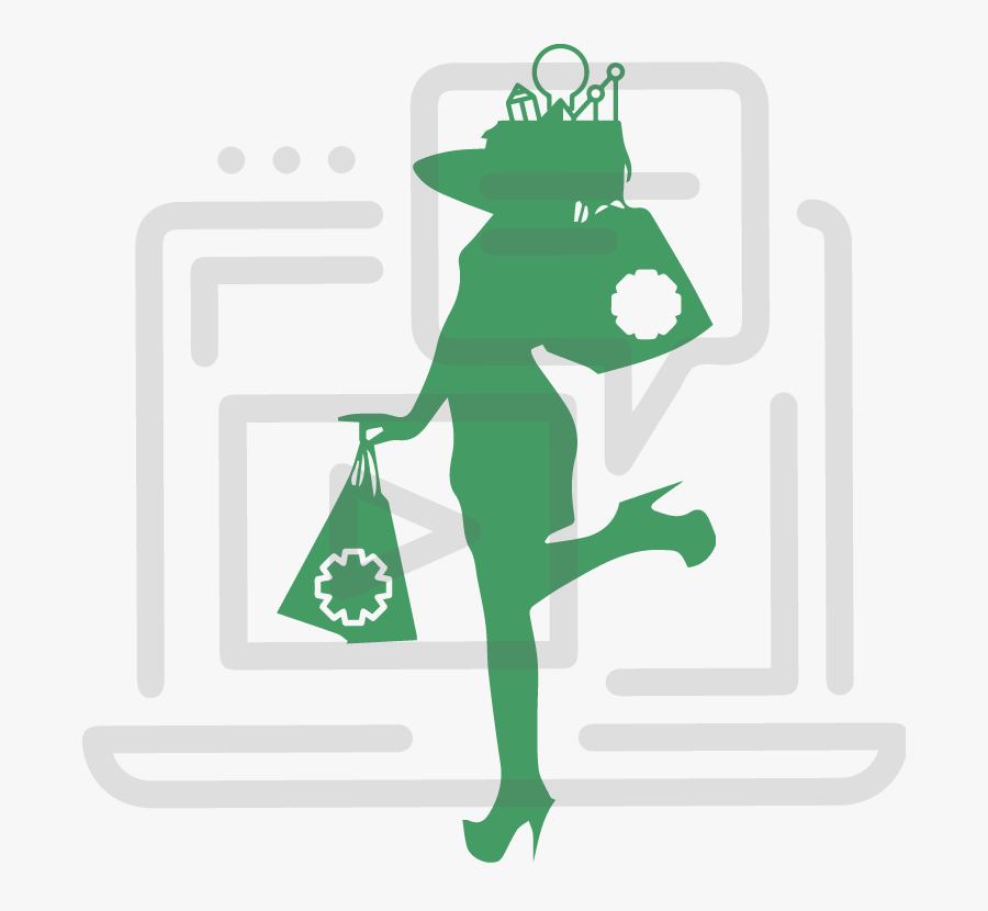 Analytical Icon-01 - Lady Shopping Bags Clipart, Transparent Clipart