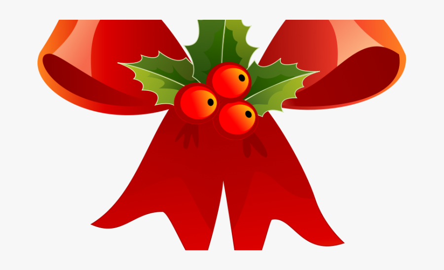 Bow With Holly - Printable Free Christmas Clipart, Transparent Clipart