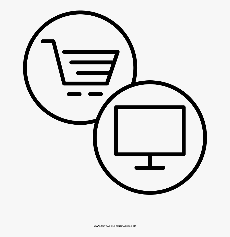 Online Shopping Coloring Page - Trade And Commerce Icon Png, Transparent Clipart