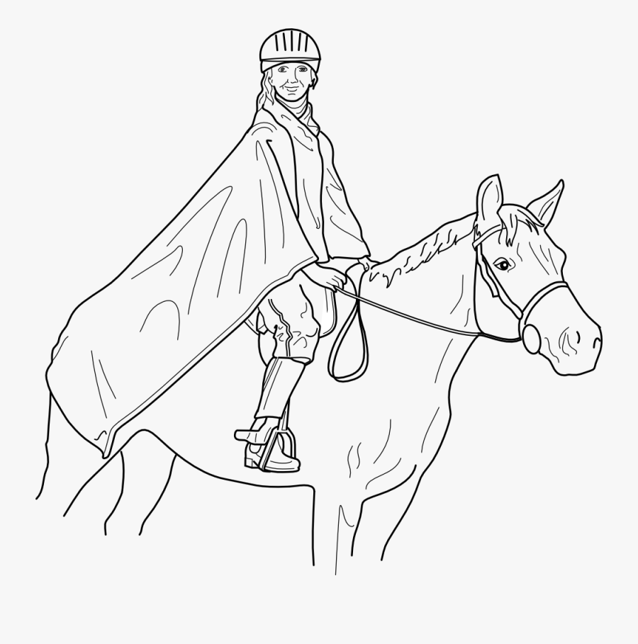 Horse And Rider - Draw Person Riding Horse, Transparent Clipart