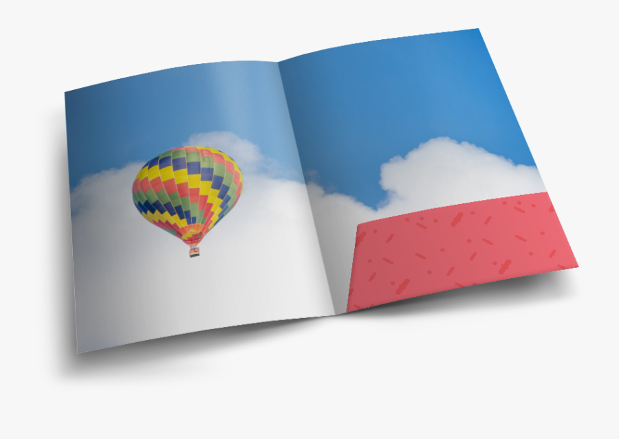 Open Paper Folder With The Image Of A Multi-coloured - Hot Air Balloon, Transparent Clipart
