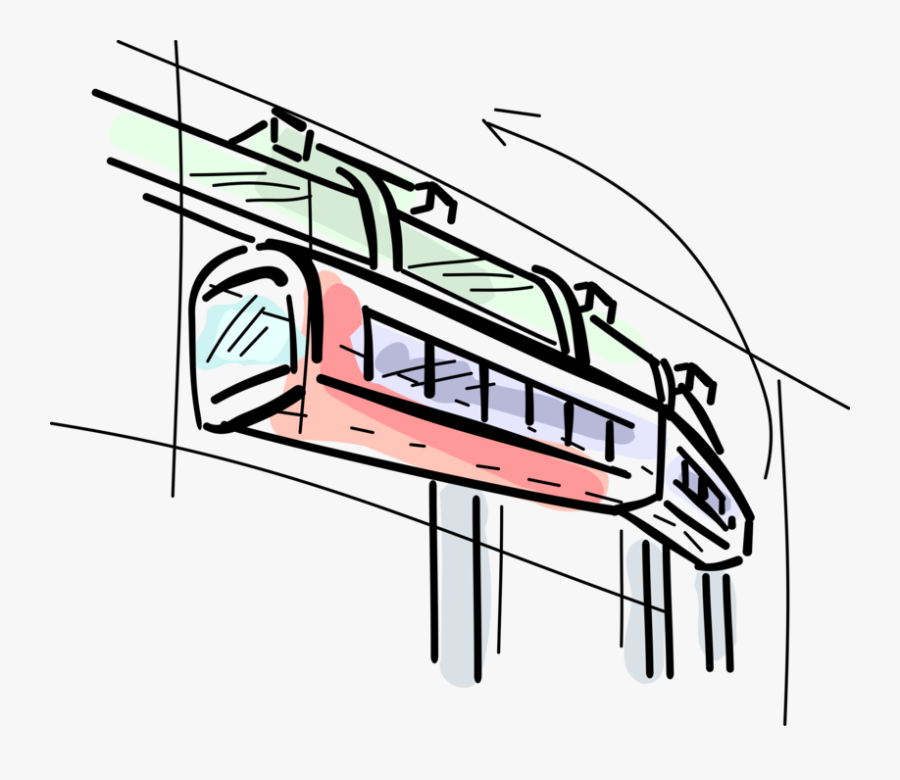 Vector Illustration Of Monorail Elevated Public Transportation, Transparent Clipart