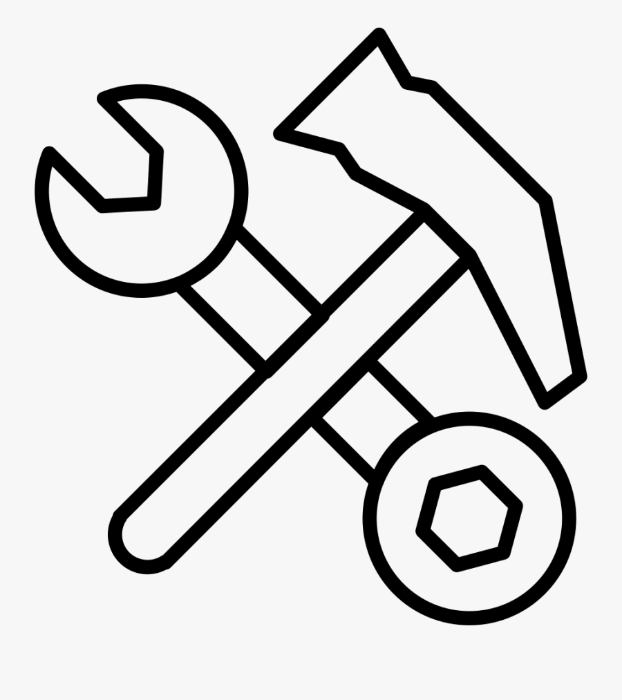 Hammer And Double Sided Wrench Tools Outlines - Tool Outlines, Transparent Clipart