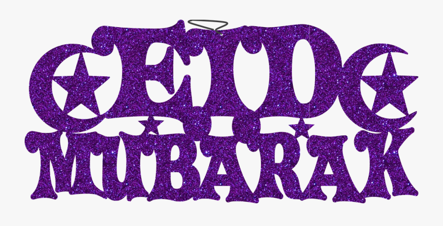 Glitter Eid Mubarak Double Moon English, Transparent Clipart