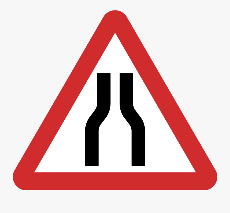 Nepal Road Sign B14 - Road Narrow On Both Sides Sign, Transparent Clipart