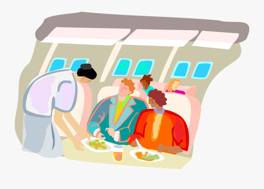 Vector Illustration Of Airline Hostess Stewardess Serves, Transparent Clipart